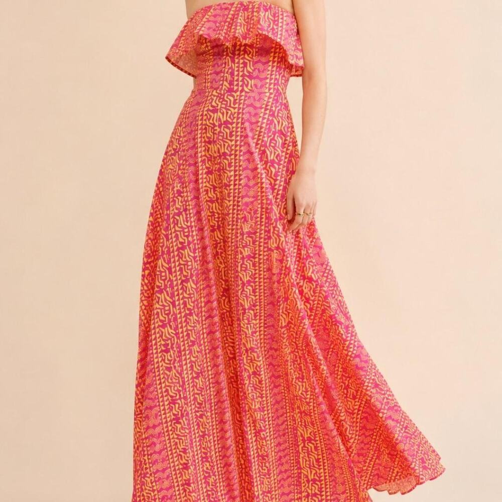 🌸KAHINDO Pink & Yellow Geometric Maxi Dress 🌸